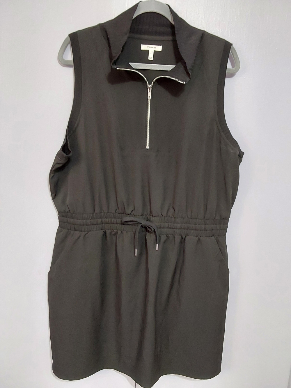 Maurices Black Sleeveless Zip Romper with Collar